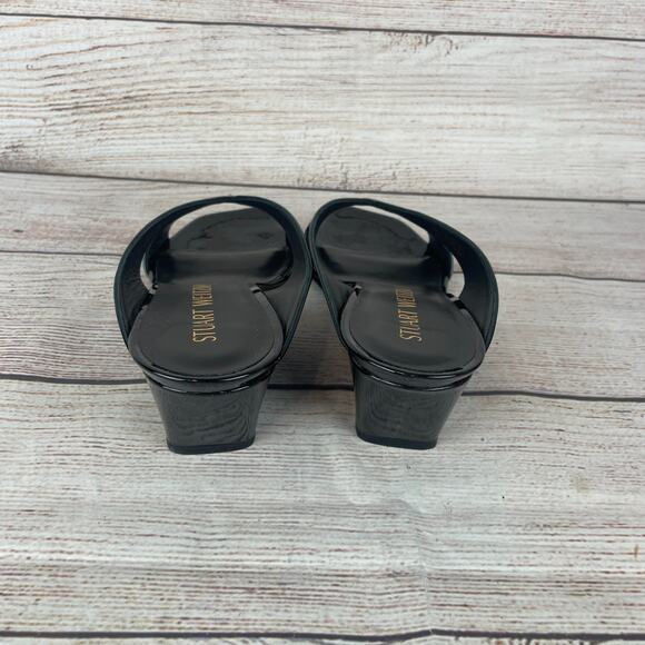 Stuart Weitzman Miami 50 Womens Sz EU 40.5 US 10B Wedge Slides Black Patent - Picture 6 of 12
